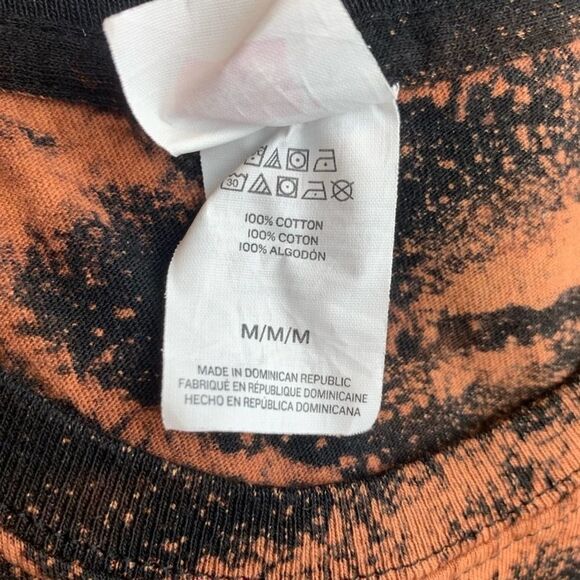 Black Short Sleeve 100% Cotton Tee Shirt Bleached Tie Dye crewneck Size L - Picture 3 of 4